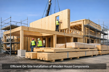Efficient on-site installation and assembly of Wooden House components